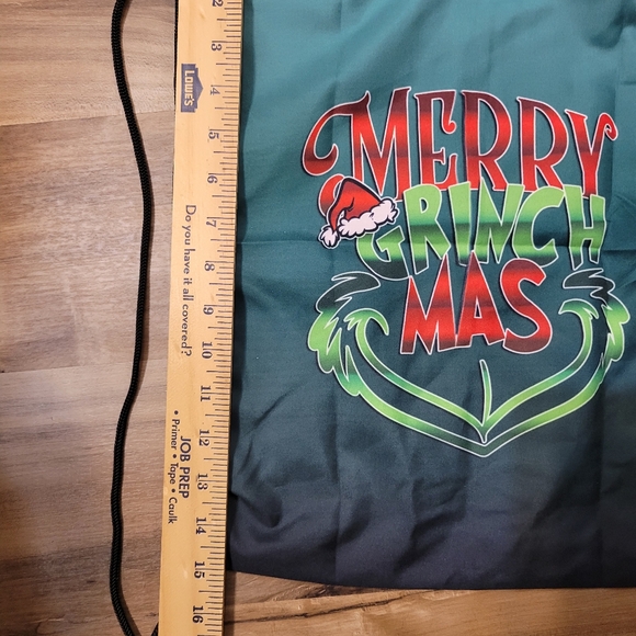 Merry Grinchmas drawstring Cinch Bag Backpack, Christmas 💚 C4 - Picture 4 of 7